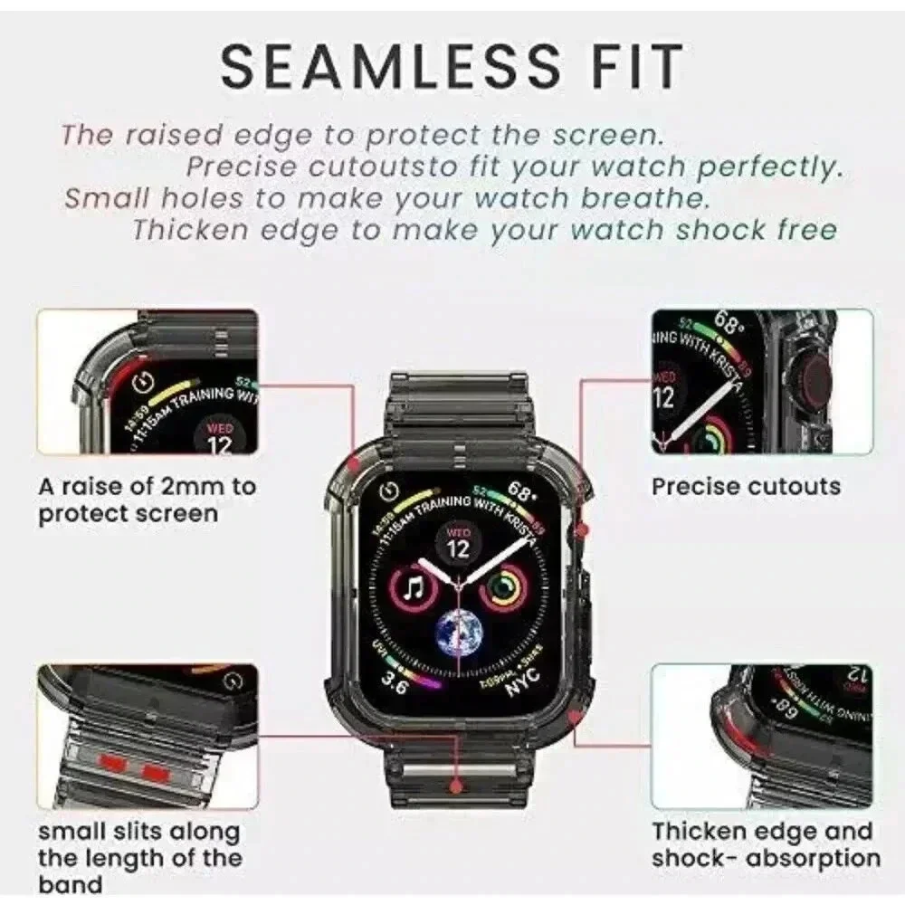 Skull Watch Band for Apple Watch 38mm 40mm 41mm Jelly Crystal‎ Bumper Case